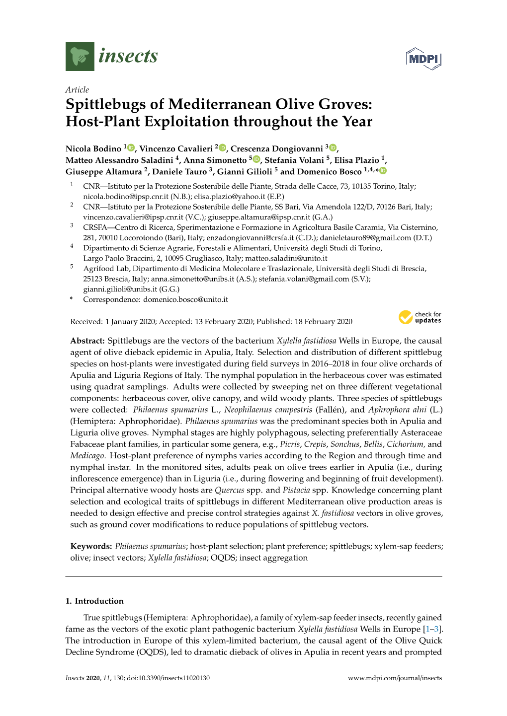 Spittlebugs of Mediterranean Olive Groves: Host-Plant Exploitation Throughout the Year