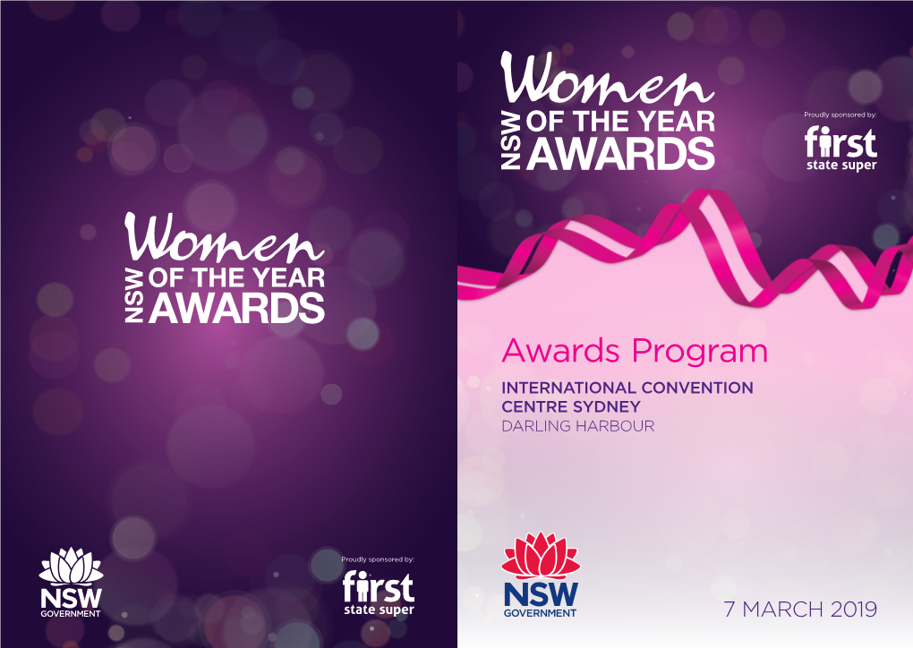 Awards Program INTERNATIONAL CONVENTION  CENTRE SYDNEY DARLING HARBOUR