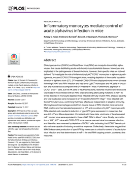 Inflammatory Monocytes Mediate Control of Acute Alphavirus Infection in Mice