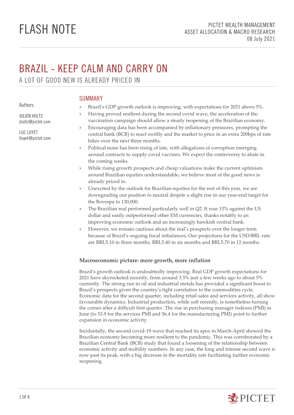 FLASH NOTE ASSET ALLOCATION & MACRO RESEARCH 08 July 2021