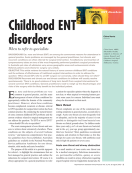 Childhood ENT Disorders When to Refer to Specialists