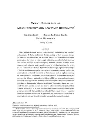 Moral Universalism: Measurement and Economic Relevance*