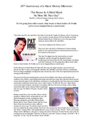 Pat Boone in a Metal Mood: No More Mr