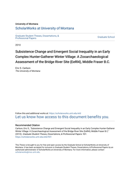 Subsistence Change and Emergent Social Inequality in an Early