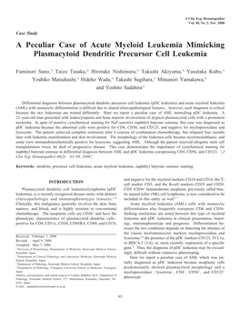 A Peculiar Case of Acute Myeloid Leukemia Mimicking Plasmacytoid Dendritic Precursor Cell Leukemia