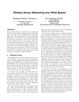Wireless Sensor Networking Over White Spaces