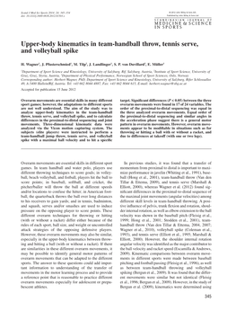 Upper-Body Kinematics in Team-Handball Throw, Tennis Serve, and Volleyball Spike
