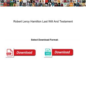 Robert Leroy Hamilton Last Will and Testament