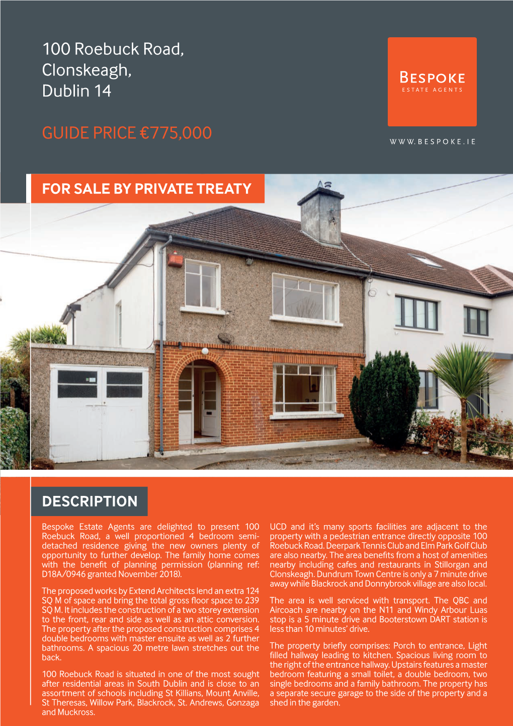 100 Roebuck Road, Clonskeagh, Dublin 14 GUIDE PRICE €775,000