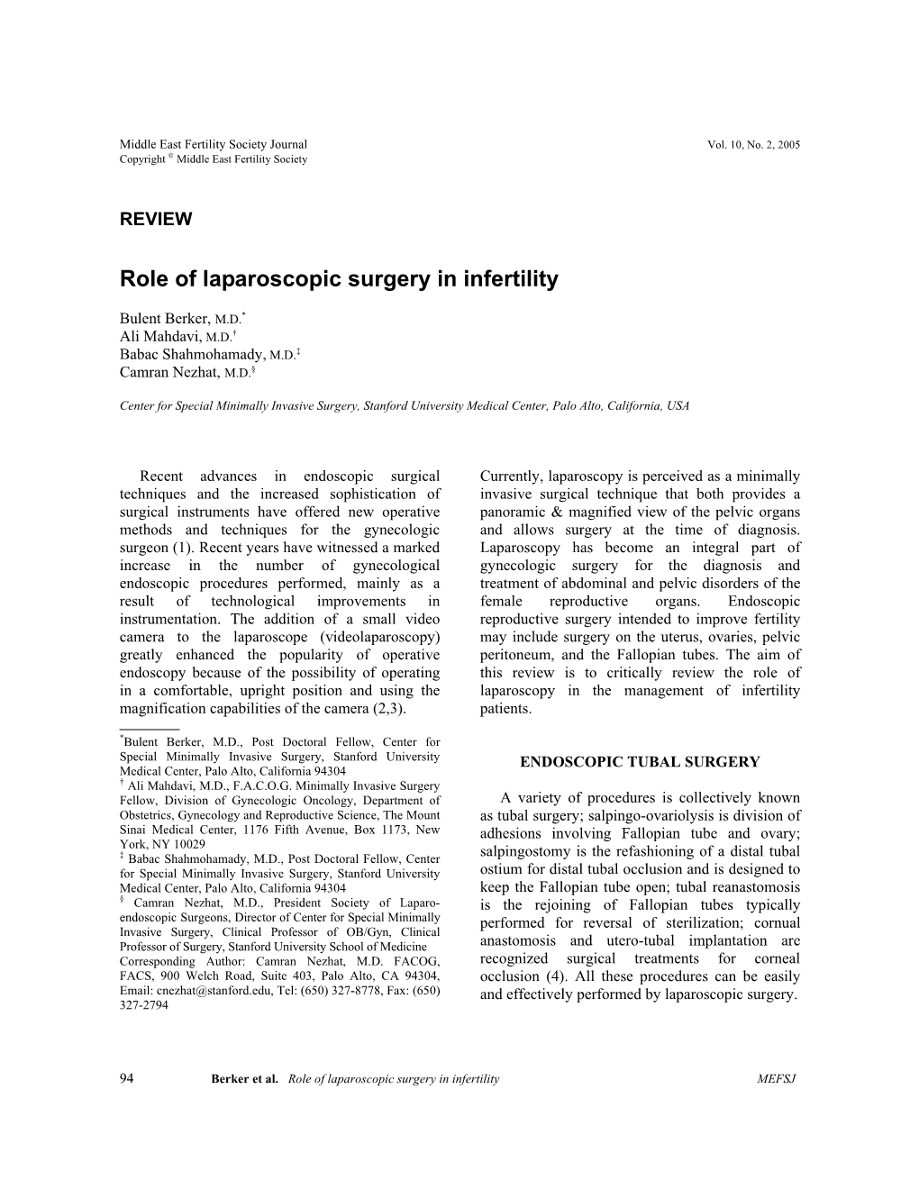 Role of Laparoscopic Surgery in Infertility