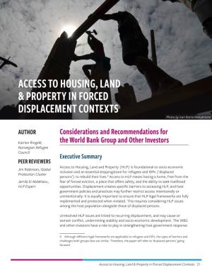 Access to Housing, Land & Property in Forced