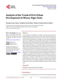 Analysis of the Trend of Peri-Urban Development in Minna, Niger State