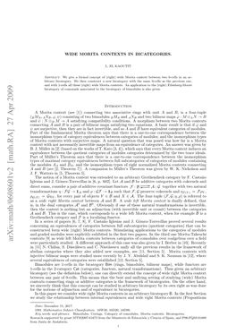 Arxiv:Math/0608601V2 [Math.RA] 27 Apr 2009 Ietsm,Cnie Aro Diiecvratfunctors Covariant Additive of Pair a Consider Sums, Direct .F Atr N[,Term5]