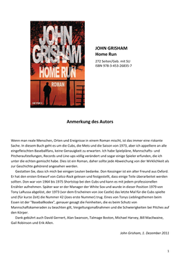 Anmerkung Des Autors JOHN GRISHAM Home