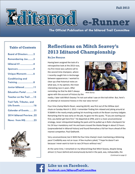 E-Runner the Official Publication of the Iditarod Trail Committee
