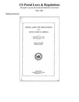 Railway Mail Service Table of Contents