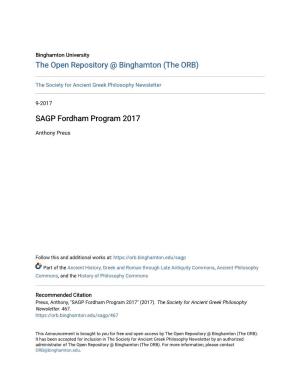 SAGP Fordham Program 2017
