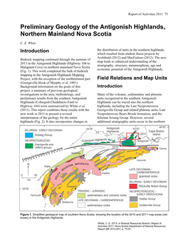 Preliminary Geology of the Antigonish Highlands, Northern Mainland Nova Scotia