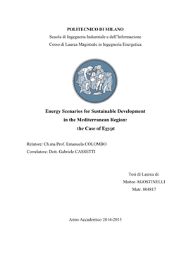 Energy Scenarios for Sustainable Development in the Mediterranean Region: the Case of Egypt