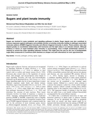 Sugars and Plant Innate Immunity
