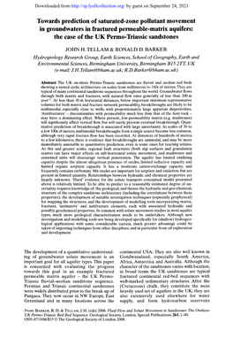 Towards Prediction of Saturated-Zone Pollutant Movement in Groundwaters in Fractured Permeable-Matrix Aquifers: the Case of the UK Permo-Triassic Sandstones