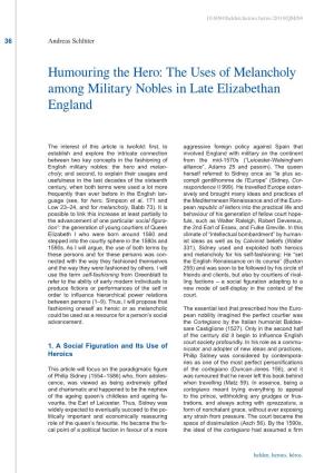 The Uses of Melancholy Among Military Nobles in Late Elizabethan England
