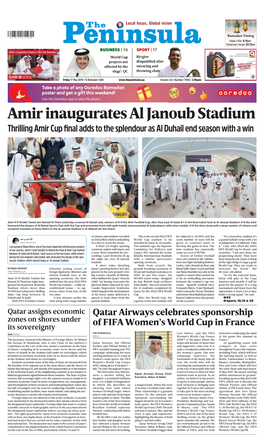 Amir Inaugurates Al Janoub Stadium Thrilling Amir Cup ﬁnal Adds to the Splendour As Al Duhail End Season with a Win