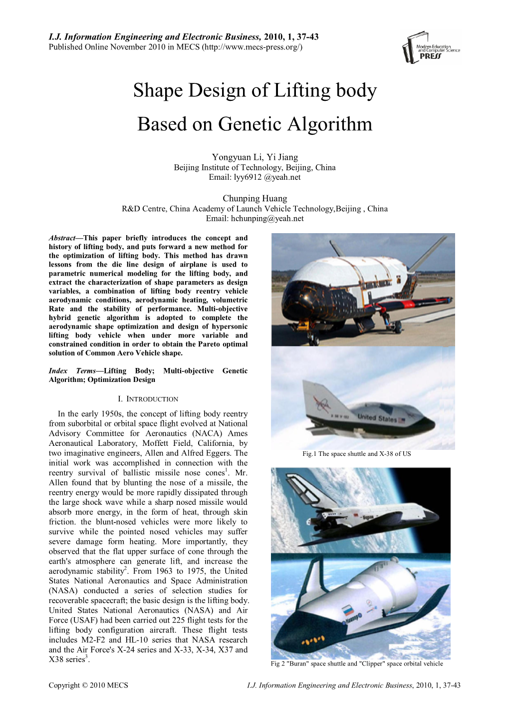 Shape Design of Lifting Body Based on Genetic Algorithm