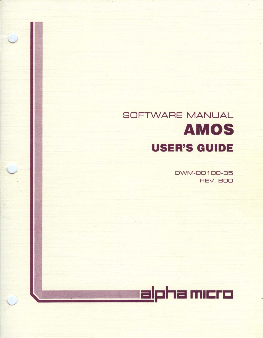 B Lphb Mll::::Rc SOFTWARE MANUAL AMOS USER's GUIDE