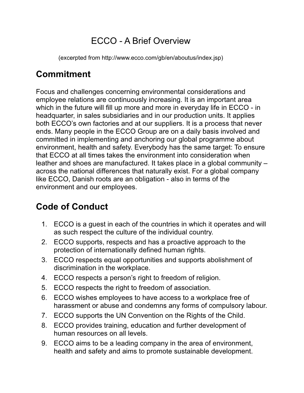 ECCO - a Brief Overview