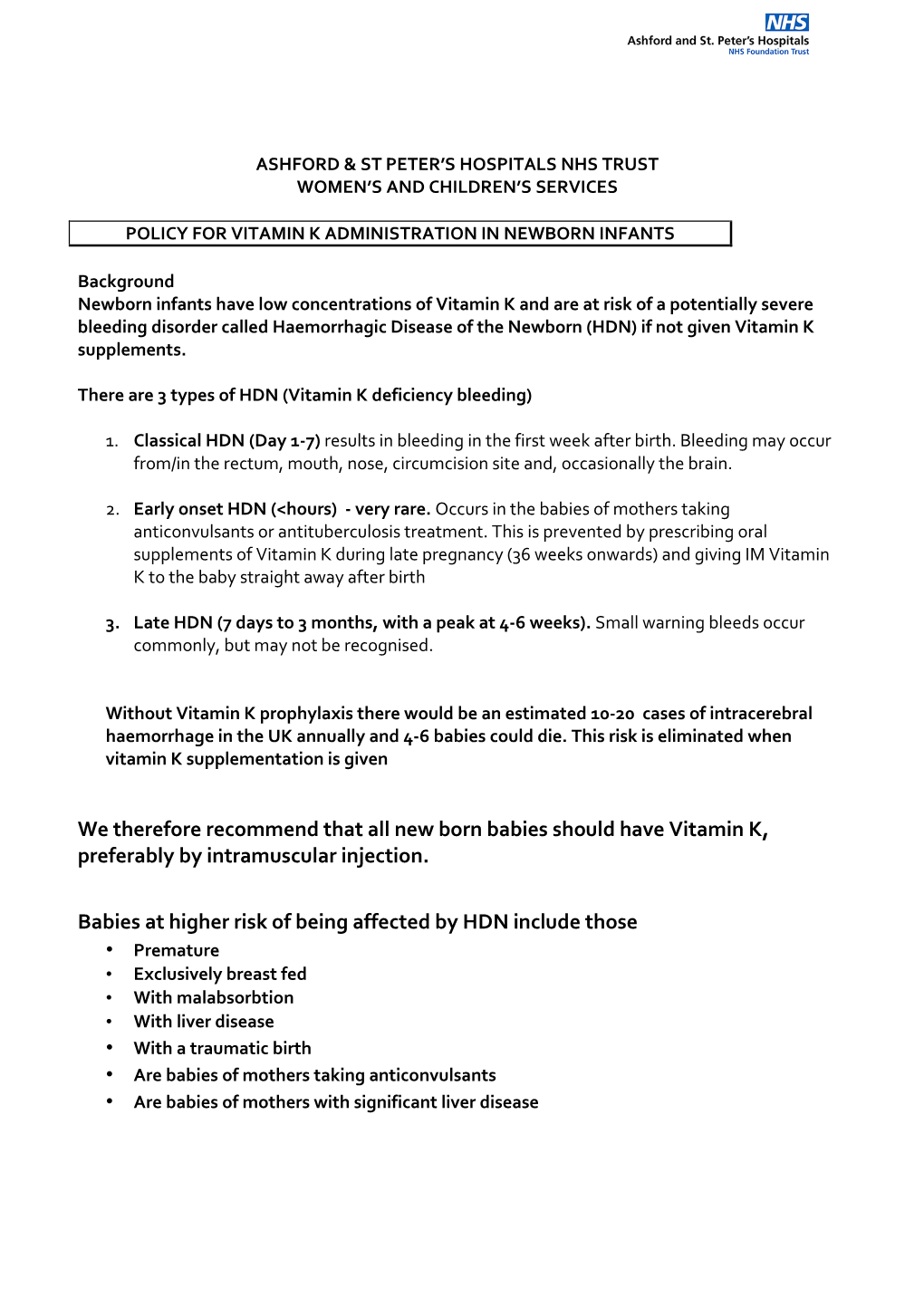 Vitamin K Guideline Nov 2017