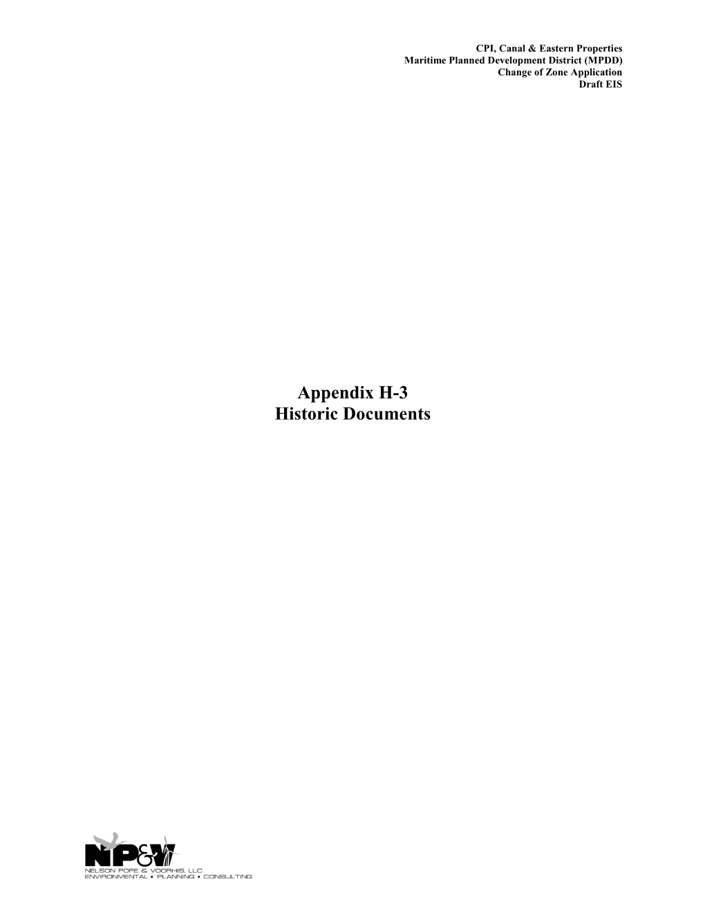 Appendix H-3 Historic Documents