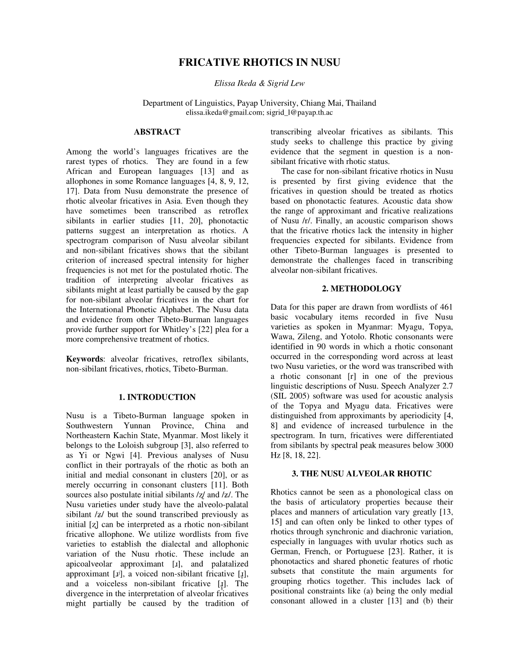 Fricative Rhotics in Nusu