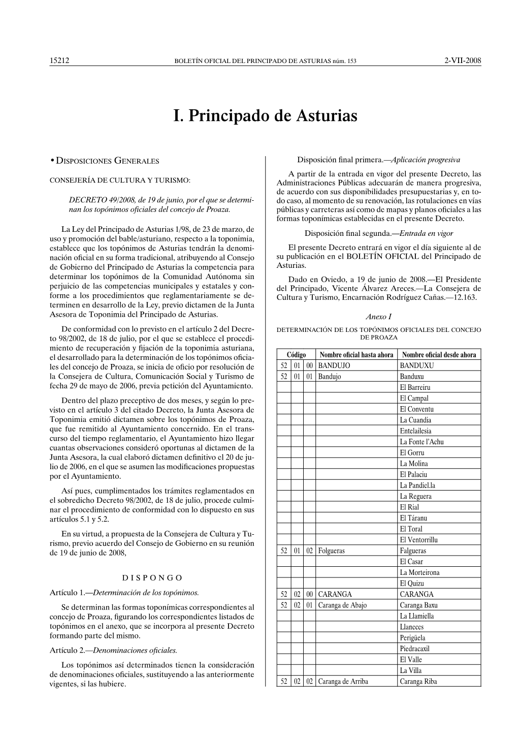 I. Principado De Asturias