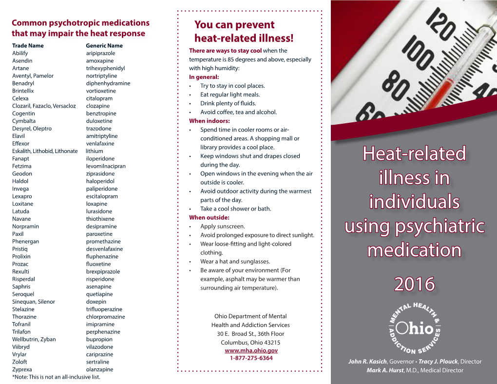 Heat-Related Illness in Individuals Using Psychiatric Medication 2016