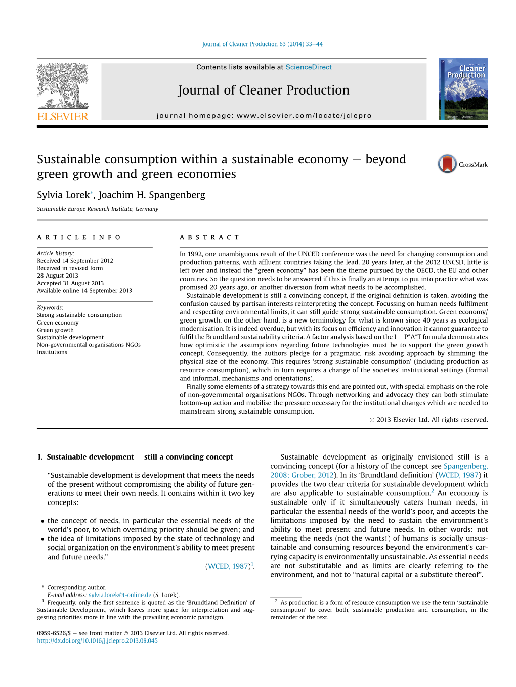 Sustainable Consumption Within a Sustainable Economy E Beyond Green Growth and Green Economies