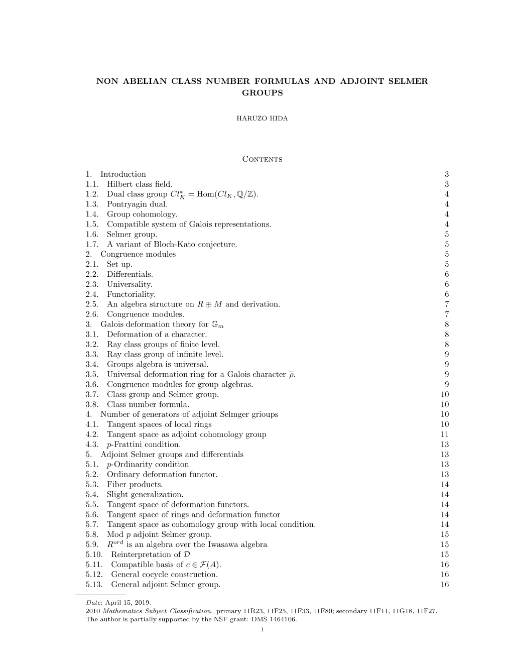 Non Abelian Class Number Formulas and Adjoint Selmer Groups