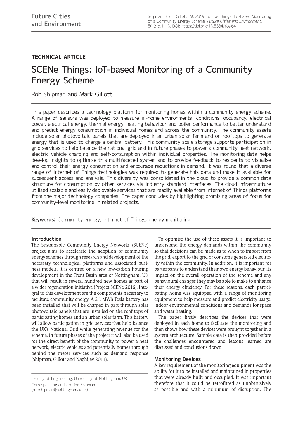 Iot-Based Monitoring of a Community Energy Scheme
