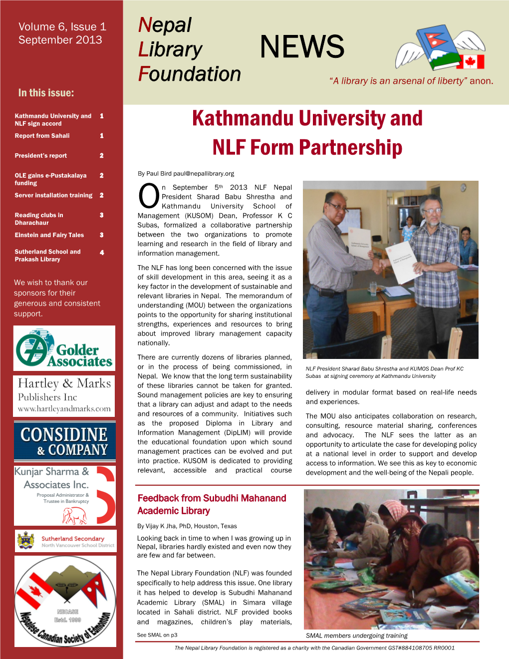 Kathmandu University and NLF Form Partnership