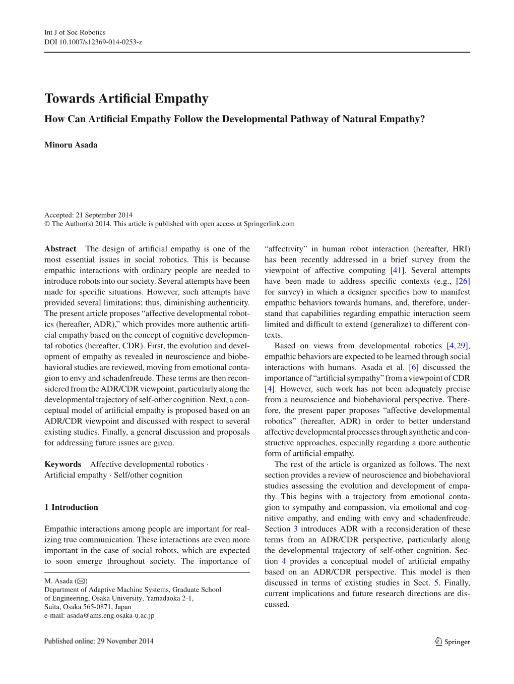 Towards Artificial Empathy