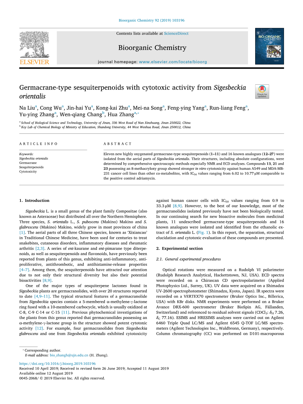 Germacrane-Type Sesquiterpenoids with Cytotoxic Activity From