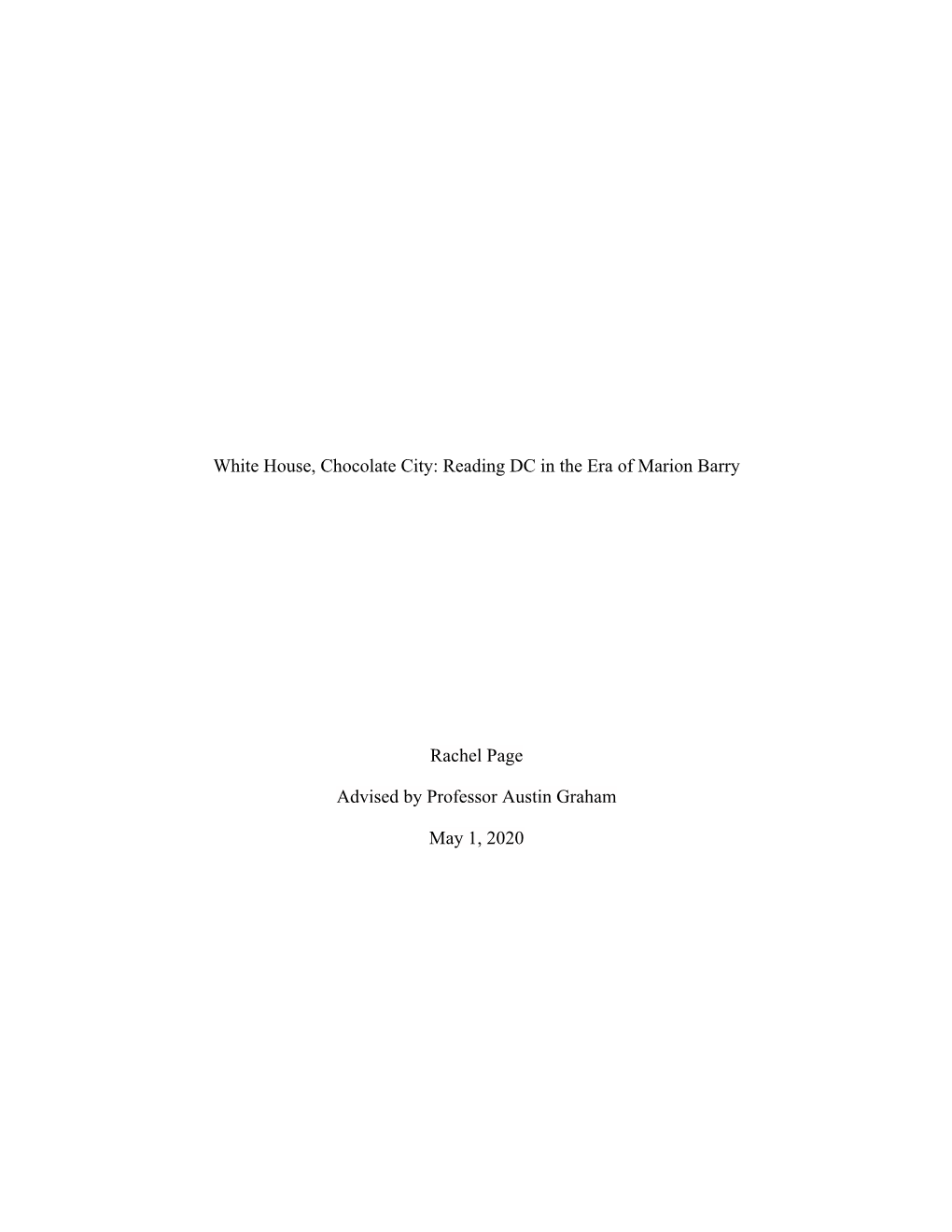 White House, Chocolate City: Reading DC in the Era of Marion Barry