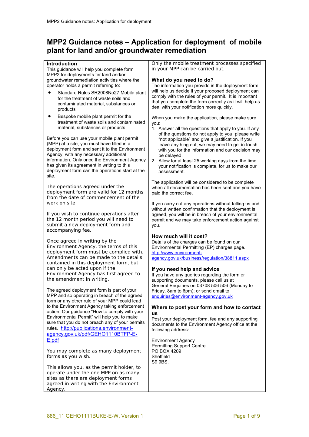 WML2 Guidance Notes Application for Deployment for Land And/Or Groundwater Remediation
