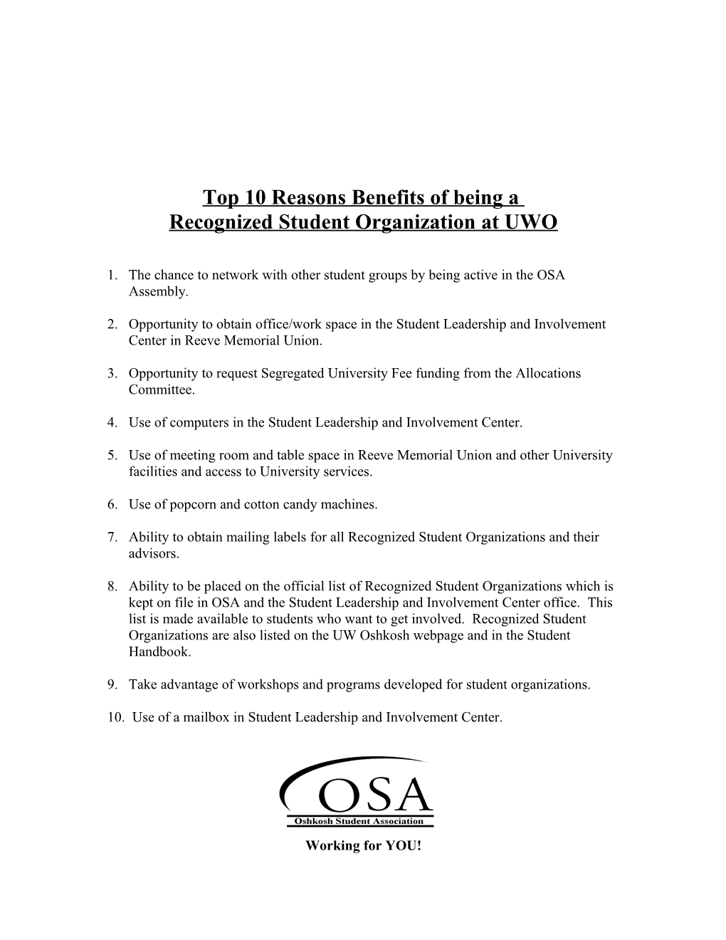 The Top 10 Benefits of Being a Recognized Student Organization