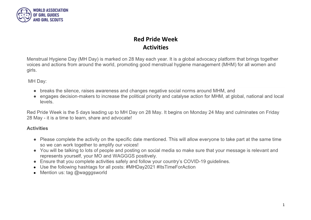 Red Pride Week Activities