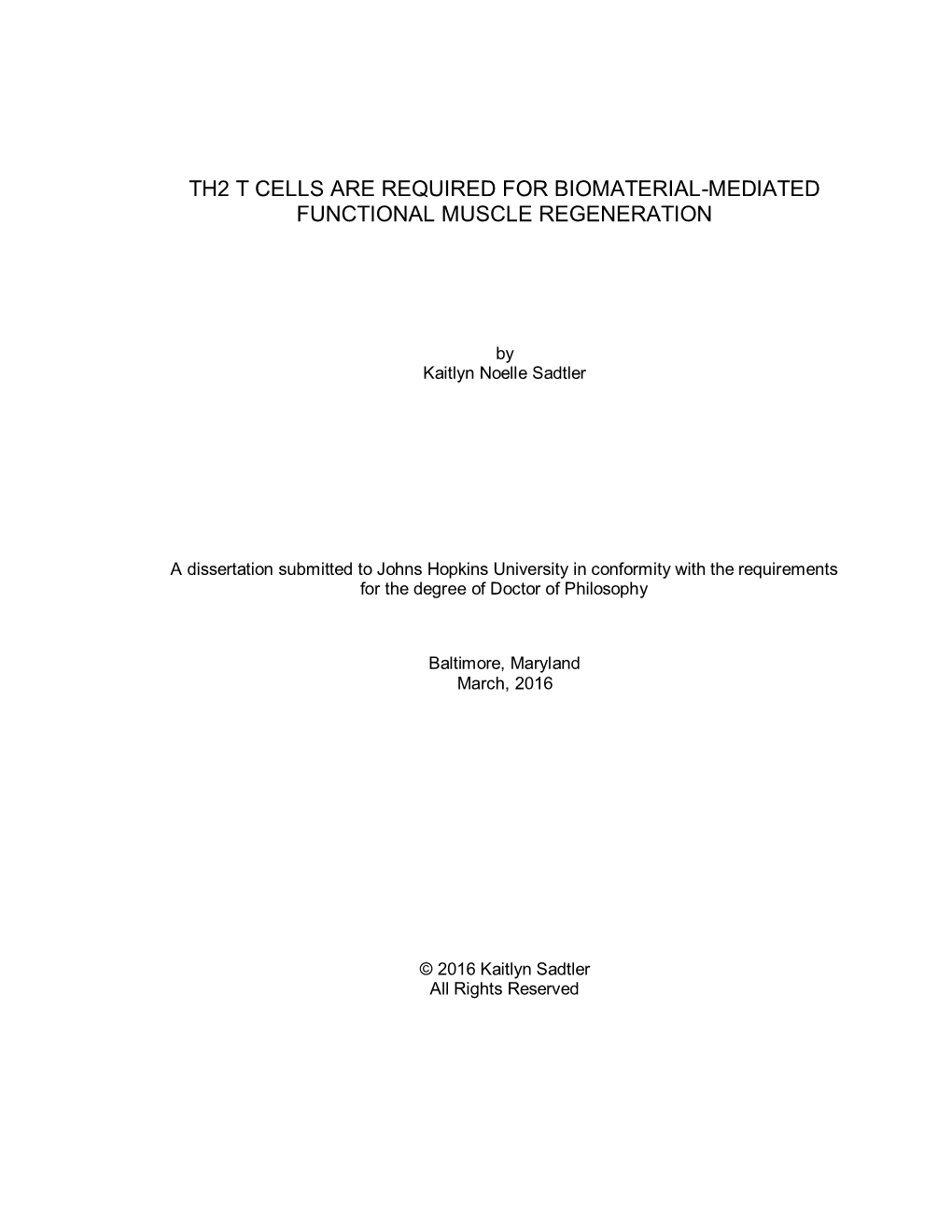 Th2 T Cells Are Required for Biomaterial-Mediated Functional Muscle Regeneration