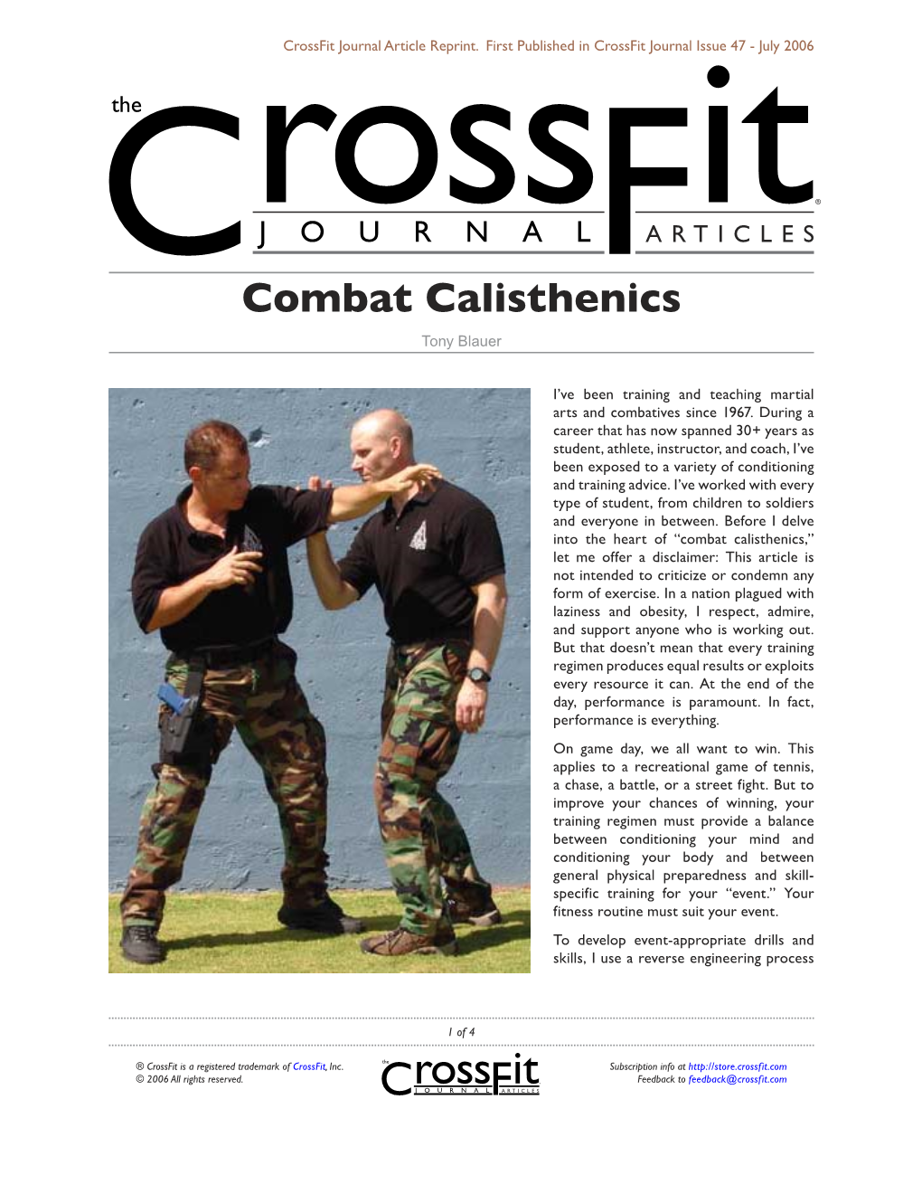 Combat Calisthenics Tony Blauer