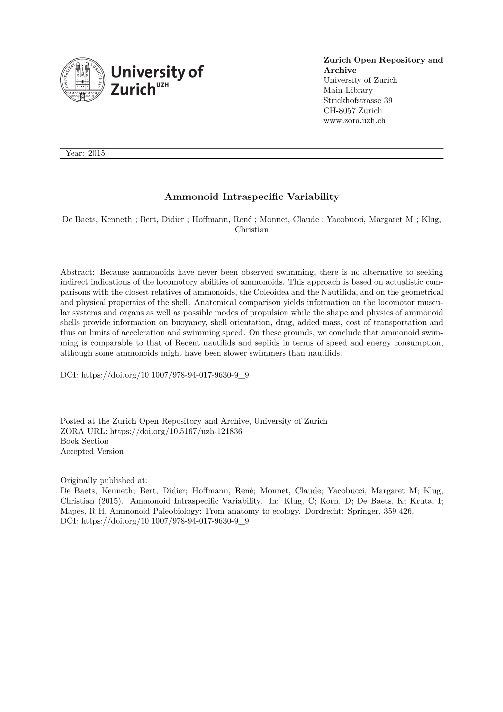 Ammonoid Intraspecific Variability