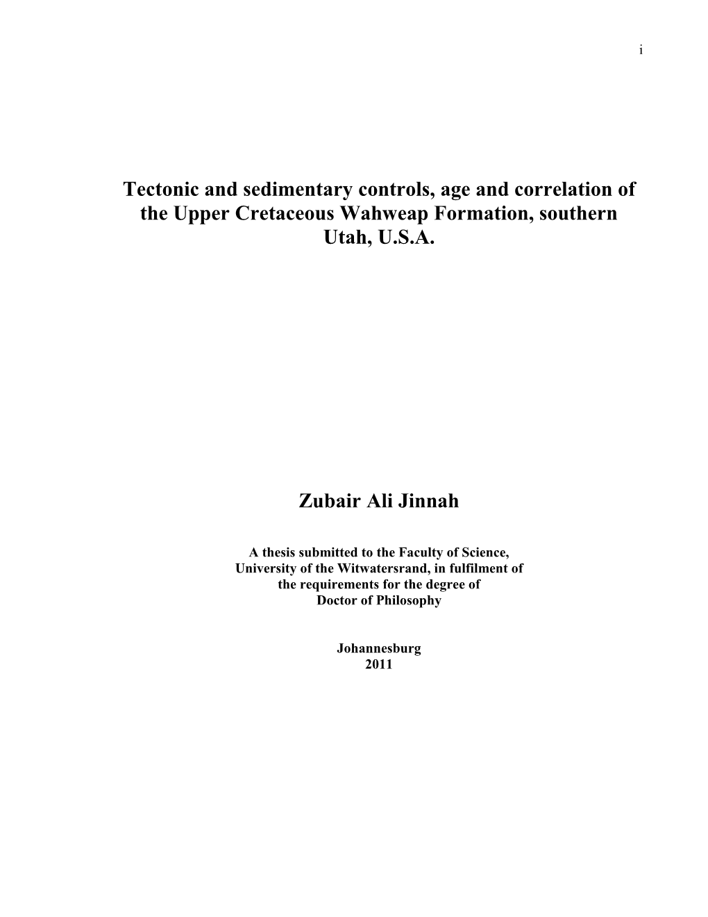 Tectonic and Sedimentary Controls, Age and Correlation of the Upper Cretaceous Wahweap Formation, Southern Utah, U.S.A