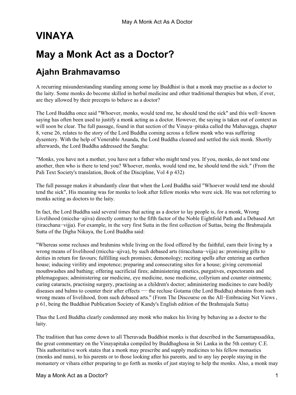 May a Monk Act As a Doctor.Pdf